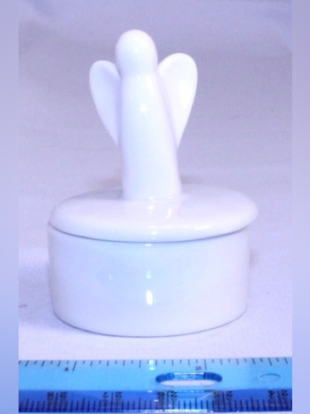 White Ceramic Angel Trinket Box - Decorative Home Accent